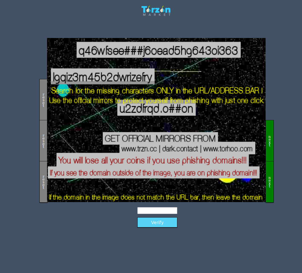 Torzon anti-phishing PGP code verification panel screenshot